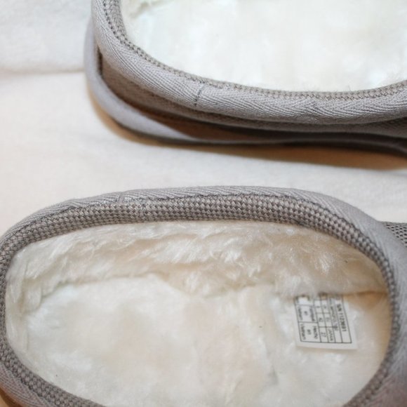 NIB UGG MEN'S CANVAS TASMAN SLIP UP‎ SHEARLING SLIPPERS LIGHT GRAY - Picture 4 of 6
